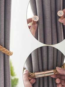 Prendedores de cortina magnéticos de corda grossa com fivela magnética, instalação sem furos, prendedores de cortina minimalistas de corda de linho com fivela magnética, ideais para decoração de sala de estar.