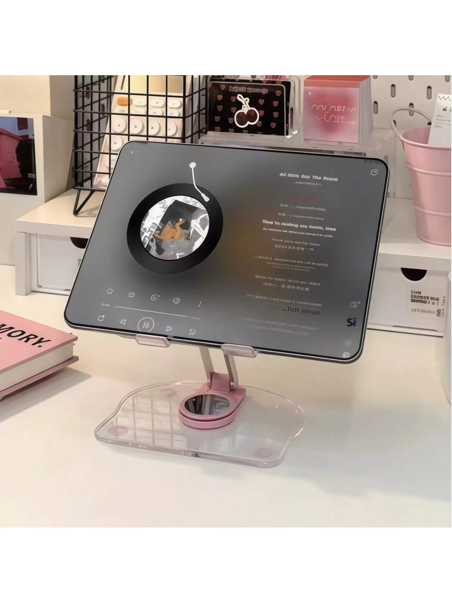 حامل أكريليك للكمبيوتر اللوحي قابل للدوران 360 درج...