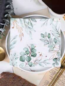 13英寸 x 13英寸绿色桉树叶图案一次性餐巾纸,适用于生日、婚礼、节日、万圣节、圣诞节、新年等场合,可用作派对用品和桌面装饰。 - 棕色 - 查看 15