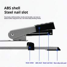 Heavy Duty Long Arm Stapler, Suitable For Books And Magazines - 25 Sheet Capacity, 12 Inch Stapling Depth, Precise Markings, Metal Structure, Professional Office Use, Book Stapler | Durable Stapler