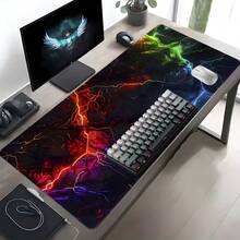YUFZX Fashionable Rainbow Lightning Style Extended Mouse Pad With Non-Slip Stitched Edges, Available In Multiple Sizes. Perfect For Desktop Gaming And Office Use. Makes A Great Gift For Boys And Girls, And Is Also Suitable For Christmas And Halloween. - Multicolor - View 3