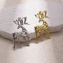 1 Chinese-Style Elk Tweed Brooch, Suitable For Matching Clothes At Banquets, As A Holiday Gift Or A Birthday Gift - Yellow Gold - View 7