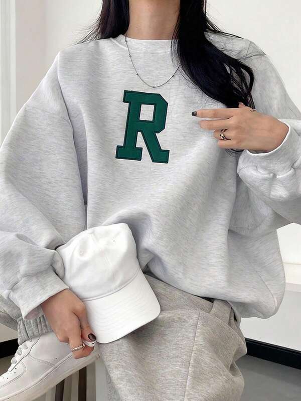 Sudadera con gráfico de letras LOVE JOYY, manga larga, ropa de otoño