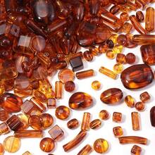 10-100 piezas/paquete Cuentas de ámbar acrílicas asimétricas, cuentas espaciadoras de formas múltiples, cuentas de joyería de moda casual para otoño/invierno en color marrón, cuentas sueltas para manualidades, pulseras, collares, joyería, decoración, colgantes, al por mayor - forma irregular de color ámbar - Ver 3
