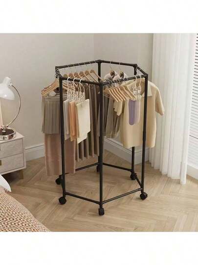 Hexagonal Rotating Hanger With Wheels -360 °   Rotating Floor Standing Hanger, Portable And Space Saving Design, Suitable For Laundry, Boutique Display, And Home Storage, Weighing 150 Pounds, Clothes Hanger, Laundry Accessories, Durable Structure