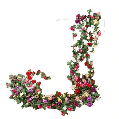 1 Stück 2,5m künstliche Pfingstrosen Blumengirlande, Seide Hängende Girlande mit 45 Blüten, Künstliche Blumen Efeu für Zuhause Wohnzimmer Hochzeitshintergrund Frühlings- und Herbstdekoration