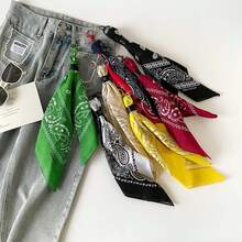 Cadena de cintura de moda, accesorio de pantalones, pañuelo de seda rojo con estampado de flores de anacardo - QM58031-Rojo - Ver 1