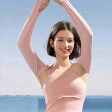 1pc Breathable UV Protection Ice Silk Sleeve Cover, Ice Silk Sunshade Sleeves, Cool Shawl Sleeve Sleeves, Summer Elastic Half Finger Arm Gloves, UV-Resistant Sun Protection Sleeve Sleeves, Sun Protection Sleeve Sleeves With Finger Holes, For Outdoor Sports And Golf, Outdoor Cycling UV Protection - Multicolor - View 4