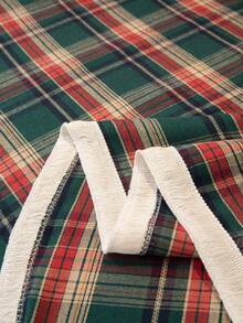 1pc American Vintage Scottish Plaid Multi-Functional Non-Slip Full Coverage Tassel Sofa Cover - Multicolor - View 11
