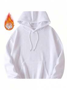 Fit And Slim Simple Printed Men's Shoulder Hoodies - White - View 2
