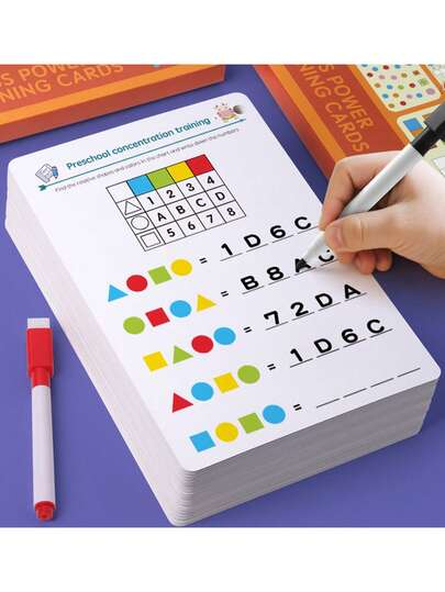 可重复使用的儿童涂色书、早期教育培训卡、圣诞礼物、生日礼物或学习用品；返校用品有助于提高思维能力和注意力。