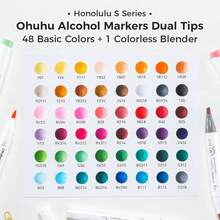 Ohuhu Alcohol Markers: Soft Chisel Red Dot Design Award Winner 48-Color Brush & Soft Chisel Dual Tips Drawing Markers For Artists Beginners Adults Coloring Illustration Sketching - Honolulu S - Multicolor - View 6