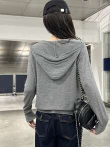 Fashionable Loose Casual Cardigans For Petite Women - Grey - View 4