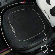 1个熊猫造型汽车头枕，毛绒刺绣卡通设计，舒适颈枕，冬季汽车腰枕 - 黑色 - 查看 8