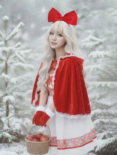 1 pieza Capa de Caperucita Roja, Disfraz, Accesorio de disfraz para fiestas, Cosplay, Chal para vestido de fiesta, Navidad