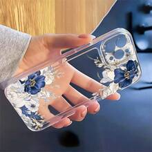 Una funda protectora de teléfono de TPU floral azul transparente de alta calidad, elegante y simple, clásica y creativa, que proporciona protección completa y corte preciso, protección contra golpes y caídas, resistente a las manchas y duradera, adecuada para  17/17 Pro/17 Pro Max/17 Air/ 16/16 Pro/16 Pro Max/16 Plus/ 15/15 Pro Max/15 Pro/15 Plus/ 14/14 Pro/14 Plus/14 Pro Max/ 13/13 Pro/13 Pro Max/12/12 Pro/12 Pro Max/11/11 Pro/11 Pro Max/XR/X/XS/XS Max. Es el regalo de cumpleaños perfecto para novias, novios, esposos, esposas, amigos o para uno mismo, innovador y a la moda, adecuado tanto para hombres como para mujeres. - Transparente 1864 - Ver 5