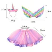 1pc/2pcs/1set New Christmas Party Performance Costume Cosplay Set, Includes Unicorn Headband, Angel Wings, Colorful Tutu Skirt, Magic Wand, Suitable For Halloween, Christmas Carnival Masquerade Ball