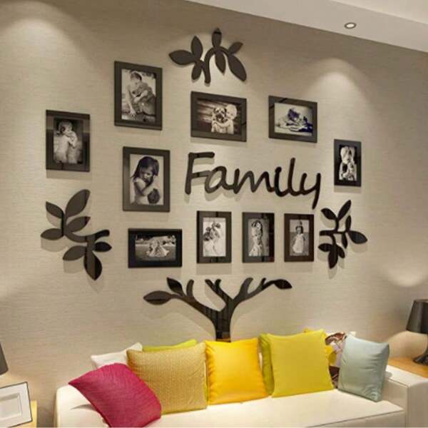 Family Family Tree 3D Acrylic Wall Sticker For Living Room And Bedroom, Sofa Photo Tree Wall Decoration