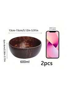 1pc/2pcs简约高档椰壳碗创意碗甜品碗糖水碗家用冰淇淋碗水果沙拉碗 - 咖啡棕 - 查看 9