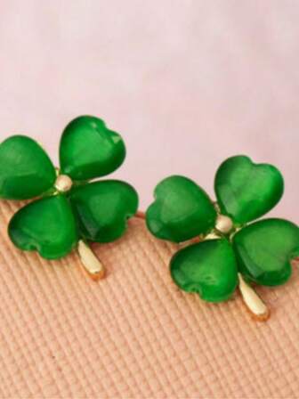 1 par fyrklöverörhängen för kvinnor, sommarörhängen med kattögonsten, nya unika exklusiva örhängen, eleganta