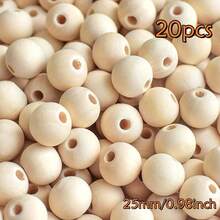 20/35/100 Stücke unfertige runde Holzperlen, Holz Abstandsperlen für Basteleien, Dekorationen und DIY Projekte - Holzfarbe 100St - Übersicht 15