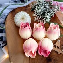 3pcs Tulip 3D Floral Silicone Candle Molds, Handmade Candle, Soap, Resin Clay, Plaster Casting Molds, Bouquet Style Home Decor, Suitable For Birthday, Valentine's Day, Mother's Day, Christmas, Wedding And Other Holidays