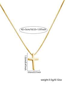 1件装配饰 女士休闲百搭简约十字架吊坠项链，金色首饰 - 金黃色 - 查看 7