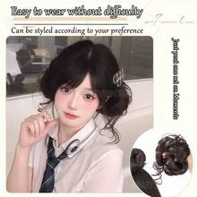 女士长胡须卷发发带假发，龙须发带，发髻造型工具，卷发发髻，自然蓬松，轻松打造双发髻 - 彩色 - 查看 4