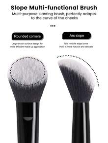 MAANGE 1/2 cọ tán má hồng chuyên nghiệp mềm mại, thích hợp cho các sản phẩm dạng lỏng, kem và phấn - Có thể dùng để đánh má hồng, làm mịn da và làm lớp lót, được làm từ sợi mềm mại, nhẹ nhàng trên da, thích hợp để mang theo khi đi du lịch, sử dụng tại nhà hoặc ngoài trời, là món quà phụ kiện trang điểm tuyệt vời cho bạn bè, cũng có thể được sử dụng như cọ nền, cọ che khuyết điểm, cọ má hồng, cọ tạo khối, cọ bronzer, cọ phấn phủ, v.v. - màu đen - Xem 8