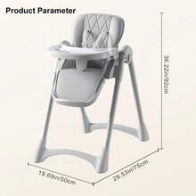 Baby Feeding Chair, Folding Chair For Toddlers, Height Adjustable And Easy To Clean, Baby Feeding Chair - Grey - View 2