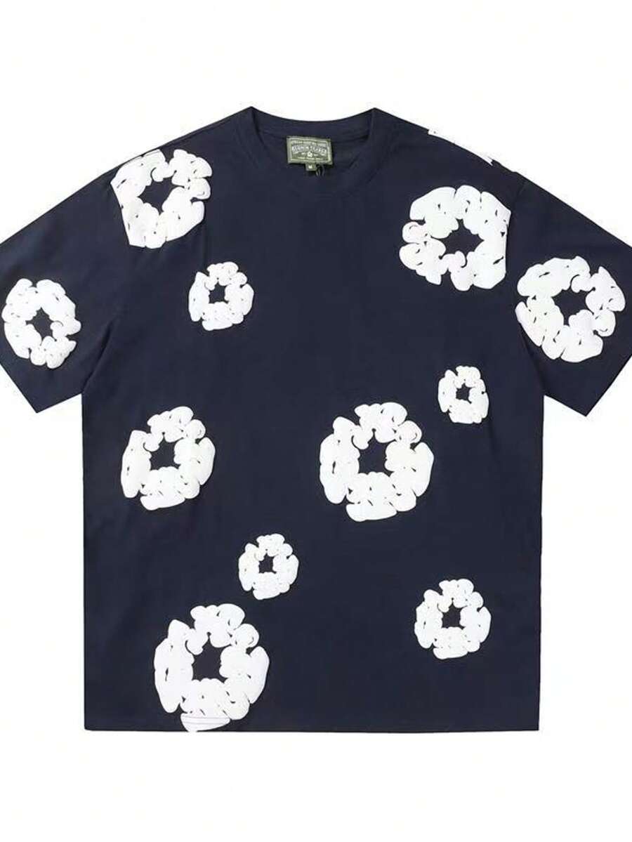Foam Donut Printed Kapok Short-Sleeved Casual T-Shirt Cover For Men WomenNew Style - Hải quân - Xem 1