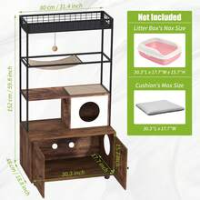 Cat Litter Box Enclosures - 紅木色 - 查看 3