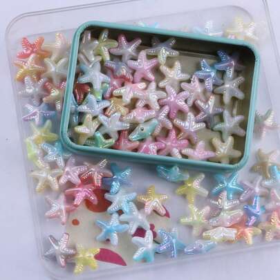 100Pcs Random Color Cute Starfish Beads Acrylic AB Color Starfish Beads For Jewelry Making Beading Kit Bracelets DIY Supplies
