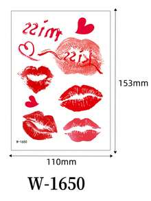 Nouveaux autocollants de tatouage de lèvres pour la Saint-Valentin, autocollants de tatouage temporaire de baiser de lèvres rouges en forme de cœur pour couple unisexe