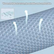 1个D型通用汽车方向盘套，透气镂空冰丝编织材质拼接PU皮革，握感舒适，适用于14.5-15英寸D型方向盘 - D字形 - 查看 5