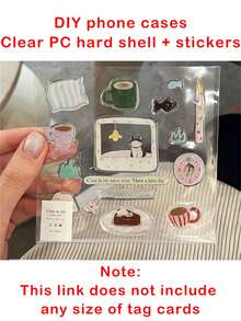 可爱DIY卡通猫腊肠犬简约插画果冻环氧树脂贴纸透明手机壳，兼容三星Galaxy Z Flip7 Flip6 Flip5 Z Flip 4 3，可爱动物图案折叠后盖 - 貓 - 查看 6