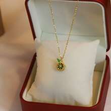 Women's Elegant Cute Lemon Pendant Necklace - Gold Tone Chain With Green Embellishments, Suitable For Daily And Party Use, Jewelry Gift, Perfect For Layering All Year Round, Exquisite Craftsmanship, Essential For Fashion Enthusiasts - 金色 - 查看 6