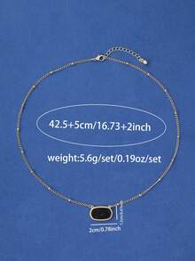 1 件经典椭圆金色项链，由铜制成，设计优雅时尚，适合日常佩戴，是送给朋友的绝佳礼物 - 金黑 - 查看 4