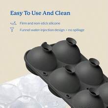 - Mquina para hacer bolas de hielo grandes con tapa, 6 bolas de hielo de 2.5 pulgadas, grado alimenticio, bandeja redonda de silicona fcil de llenar, esferas perfectas para hacer hielo - inicial - Ver 6