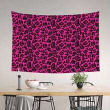 Hot Pink Y2K Aesthetic Leopard Print Retro Tapestry, Suitable For Reading Corners Or Cozy Corners - Add A Touch Of Warmth To Your Private Space. Home Decoration, Room Decoration, Retro Design, Durable Materials, Soft Fabric, Fashionable Decoration, Wall Hanging, Interior Design, Home Decorators - 彩色 - 查看 7