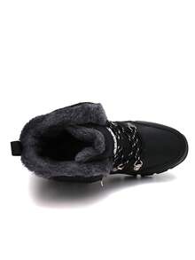Women's Winter High-Top Thermal Lined Thick Warm Snow Boots - Black - View 9