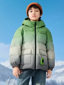 Balabala Kids Boys Hooded Toy Print Down Jacket, Winter 2025 Protective & Warm