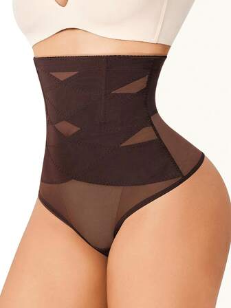 Compression Thong Shapewear For Women Tummy Control Underwear High Waist Body Shaper Butt Lifter Cross Panty Girdle