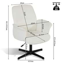 Meubles Cosy Modern Dressing Table Chair In Bouclé Fabric, Wooden Frame, Adjustable Height And 360° Swivel, White Upholstery, Ideal For The Bedroom Or Makeup Area, 62.5 X 59.5 X 81-93 Cm - White - View 3