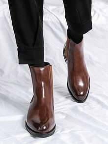 Botas Chelsea Retrô Masculinas, Botas de Motocicleta Clássicas, Marrom