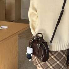 Koreańska torba retro do kręgli PU, koreańska szykowna torebka Boston, torba na ramię, modna, codzienna torba na ramię - Wielokolorowe - Zobacz 4