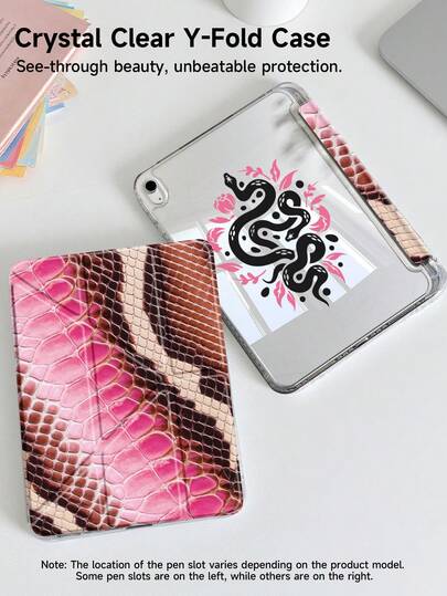 Snake Flower Pattern IPad Case, Suitable For IPad Air 4/5 10.9 Inch, IPad 7/8/9 10.2 Inch With Apple Pencil Slot, Suitable For Samsung Tab S6 10.4 Inch, Tab A7 Lite 8.7 Inch, Kindle (11th Gen) 2022, Silicone Reinforced Corners, Auto Wake/Sleep, Romantic For Autumn/Winter, Christmas, Valentine's Day, New Year Gift