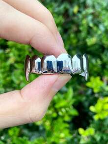 أغطية أسنان هيب هوب ناعمة السطح 6/6 للنساء والرجال، أنياب علوية وسفلية لامعة، إكسسوارات أسنان، هدية عيد الميلاد للاستخدام اليومي والتنكر