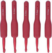 Juego De Agujas De Ganchillo, 5 Ganchillos De Aluminio Con Mango Ergonómico para Hilo De Lana, Talla 6.5-10 Mm