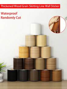 1 Roll Faux Wood Grain Waterproof Vinyl Peel And Stick Decorative Trim, Self-Adhesive Thin Edging Strips For Door Frames, Baseboards, Home Decor Renovation, Easy To Apply And Durable, Removable, Ideal For Living Room And Bedroom Corners - Multicolor - View 2